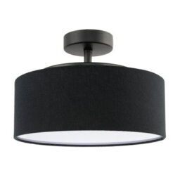 Happy Homewares Contemporary Black Linen Fabric Semi Flush Ceiling Light Fixture