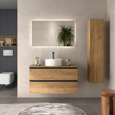 Cygnus bath Bequia Metal Vanity Unit 100Cm Oak (Without Basin) - image 1