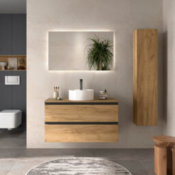 Cygnus bath Bequia Metal Vanity Unit 100Cm Oak (Without Basin) - thumbnail 1