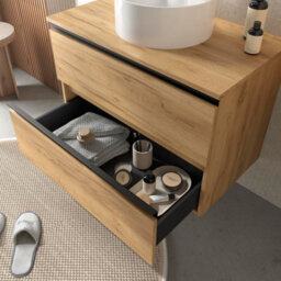 Cygnus bath Bequia Metal Vanity Unit 100Cm Oak (Without Basin) - thumbnail 2