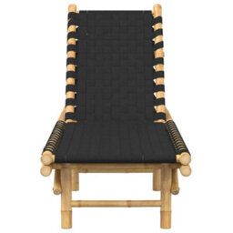 Walplus Sun Lounger With Black Woven Webbing 55X200X30 Cm Bamboo - thumbnail 4