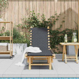 Walplus Sun Lounger With Black Woven Webbing 55X200X30 Cm Bamboo - thumbnail 3