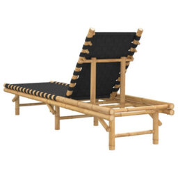 Walplus Sun Lounger With Black Woven Webbing 55X200X30 Cm Bamboo - thumbnail 6