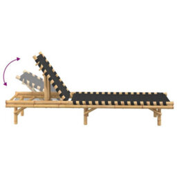 Walplus Sun Lounger With Black Woven Webbing 55X200X30 Cm Bamboo - thumbnail 7