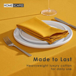 Homescapes Mustard Yellow Cotton Square Tablecloth 137 X 137 Cm - thumbnail 3