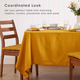 Homescapes Mustard Yellow Cotton Square Tablecloth 137 X 137 Cm - thumbnail 7