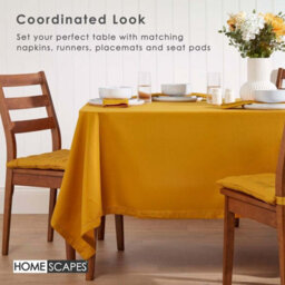 Homescapes Mustard Yellow Cotton Square Tablecloth 137 X 137 Cm - thumbnail 8