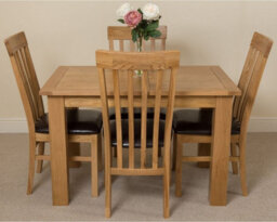 That's Furniture Hampton 120Cm - 160Cm Oak Extending Dining Table And 4 Chairs Dining Set With Harvard Chairs - thumbnail 2