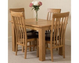 That's Furniture Hampton 120Cm - 160Cm Oak Extending Dining Table And 4 Chairs Dining Set With Harvard Chairs - thumbnail 1