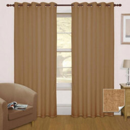"Homescapes Latte Thermal Blackout Eyelet Curtain Pair, 66 X 72"""