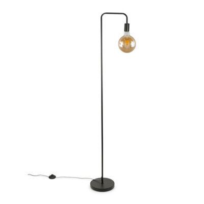 Valuelights Bronx Industrial Style Black Metal Curved Stem Floor Lamp - Bulb Included - image 1