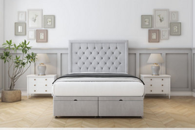 "Comfort Rio Silver Naples Ottoman Bed Base With 54"" Floor Standing Headboard 4' Small Double" - image 1