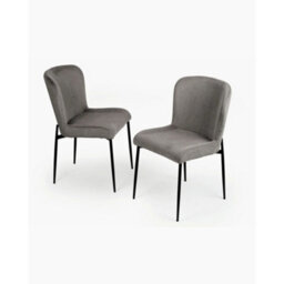 Evre Grey Freddie Dining Chairs Set Of 2, Upholstered, Corduroy, Stain-Resistant, Metal Frame, Non-Marking Foot Caps - 9 Colours - thumbnail 1