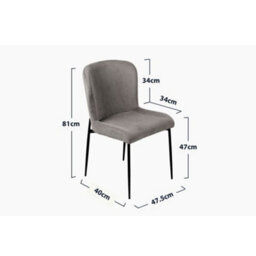 Evre Grey Freddie Dining Chairs Set Of 2, Upholstered, Corduroy, Stain-Resistant, Metal Frame, Non-Marking Foot Caps - 9 Colours - thumbnail 8