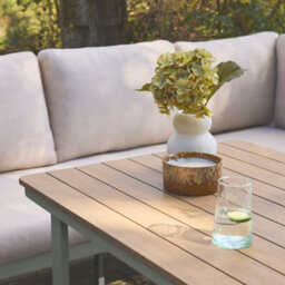 Sweeek - 8-Seater Garden Lounge In Acacia Wood And Aluminium Khaki Green 197X72.5X72.5 Cm - Pampas - thumbnail 5