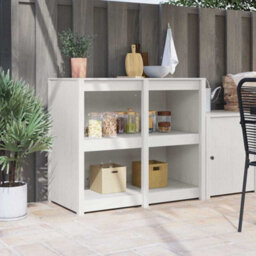 Berkfield Modern Outdoor Kitchen Cabinet White 106X55X92 Cm Solid Wood Pine - thumbnail 2