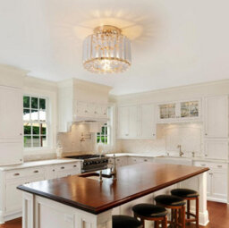 Ceiling Light Chandelier Crystals Light Flush Mount Gold E26 - thumbnail 5