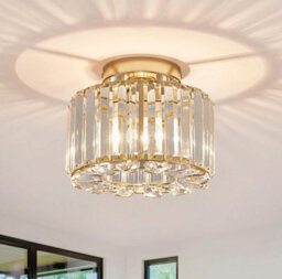 Ceiling Light Chandelier Crystals Light Flush Mount Gold E26