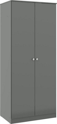 Denver 2 Door Double Wardrobe Grey Gloss Bedroom Hanging Storage Organisation - image 1