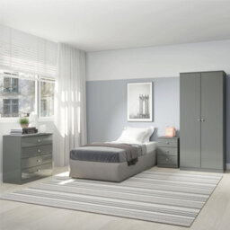 Denver 2 Door Double Wardrobe Grey Gloss Bedroom Hanging Storage Organisation - thumbnail 7