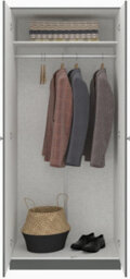 Denver 2 Door Double Wardrobe Grey Gloss Bedroom Hanging Storage Organisation - thumbnail 4