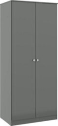 Denver 2 Door Double Wardrobe Grey Gloss Bedroom Hanging Storage Organisation - thumbnail 1