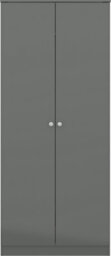 Denver 2 Door Double Wardrobe Grey Gloss Bedroom Hanging Storage Organisation - thumbnail 3