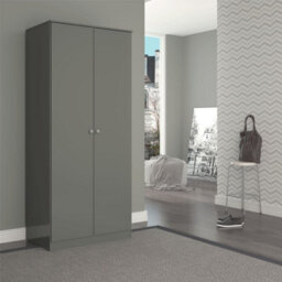 Denver 2 Door Double Wardrobe Grey Gloss Bedroom Hanging Storage Organisation - thumbnail 9