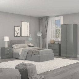 Denver 2 Door Double Wardrobe Grey Gloss Bedroom Hanging Storage Organisation - thumbnail 8
