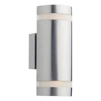 The Lighting Studio Wessex Outdoor 2 Light Wall Light Stainless Steel Led Ip44 - image 1