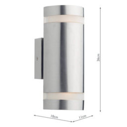 The Lighting Studio Wessex Outdoor 2 Light Wall Light Stainless Steel Led Ip44 - thumbnail 3