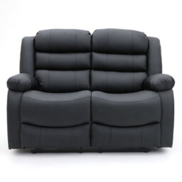 Roma Leather Manual Recliner 2 Seater Sofa In Black Colour - thumbnail 2