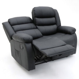Roma Leather Manual Recliner 2 Seater Sofa In Black Colour - thumbnail 3