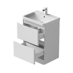 Aveli 600mm Vanity Unit & Basin Set Cloakroom Base Cabinet Two Drawers Bathroom Storage Gloss White - thumbnail 6