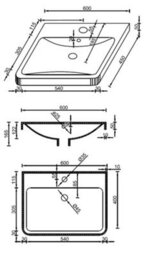 Aveli 600mm Vanity Unit & Basin Set Cloakroom Base Cabinet Two Drawers Bathroom Storage Gloss White - thumbnail 8