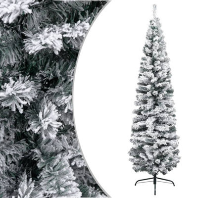 Berkfield Slim Artificial Christmas Tree With Flocked Snow Green 180 Cm Pvc - image 1