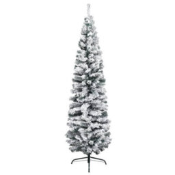 Berkfield Slim Artificial Christmas Tree With Flocked Snow Green 180 Cm Pvc - thumbnail 2