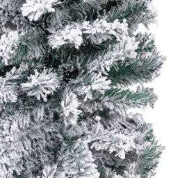 Berkfield Slim Artificial Christmas Tree With Flocked Snow Green 180 Cm Pvc - thumbnail 4