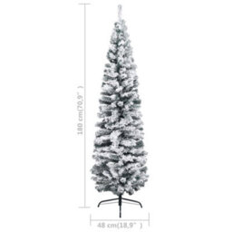 Berkfield Slim Artificial Christmas Tree With Flocked Snow Green 180 Cm Pvc - thumbnail 6