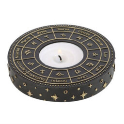 Something Different Astrology Wheel Tealight Holder Black/gold (One Size) - thumbnail 1