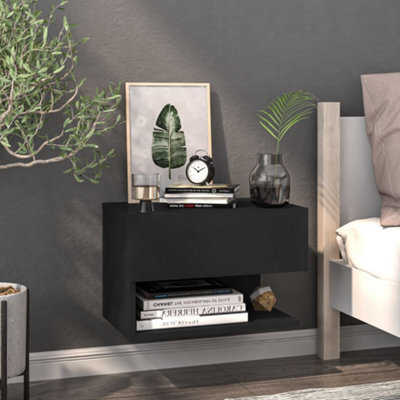 Vidaxl Wall-Mounted Bedside Cabinet Black - image 1