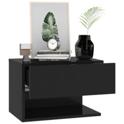 Vidaxl Wall-Mounted Bedside Cabinet Black - thumbnail 4