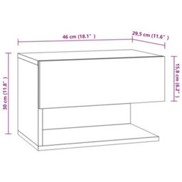 Vidaxl Wall-Mounted Bedside Cabinet Black - thumbnail 8