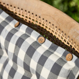 Dibor Set Of 2 Grey Gingham Summer Outdoor Garden Chair Seat Pad Cushions - thumbnail 4
