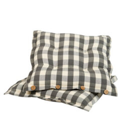 Dibor Set Of 2 Grey Gingham Summer Outdoor Garden Chair Seat Pad Cushions - thumbnail 2