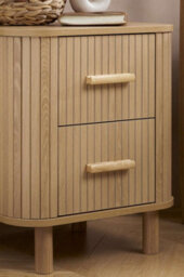 Pair Of 2 Drawer Oak Wooden Fluted Bedside Axel Birlea - thumbnail 3