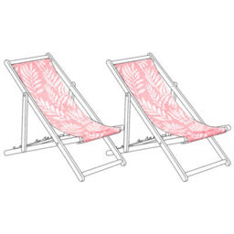Beliani Set Of 2 Sun Lounger Replacement Fabrics Anzio/avellino 113 X 44 Cm Pink - thumbnail 1