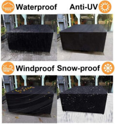 Garden Furniture Cover, Rectangular Protective 420D Tarpaulin Waterproof, Weatherproof, Black, 152 X 104 74 Cm - thumbnail 3