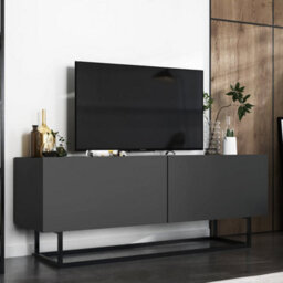 Heze Furniture Enjoy Minimalist Freestanding Tv Unit With Metal Base 120Cm - Graphite - thumbnail 2