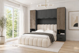 Amos Mann Furniture Milano Grey And Slatted Rustic Oak Effect Overbed Storage Unit With Wardrobes - thumbnail 7
